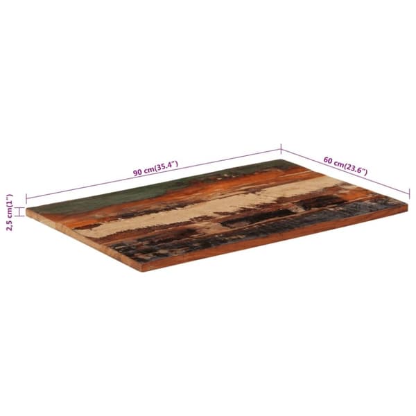 vidaXL Suorakulmainen pöytälevy 60x90 cm 25-27 mm täysi kierrätyspuu