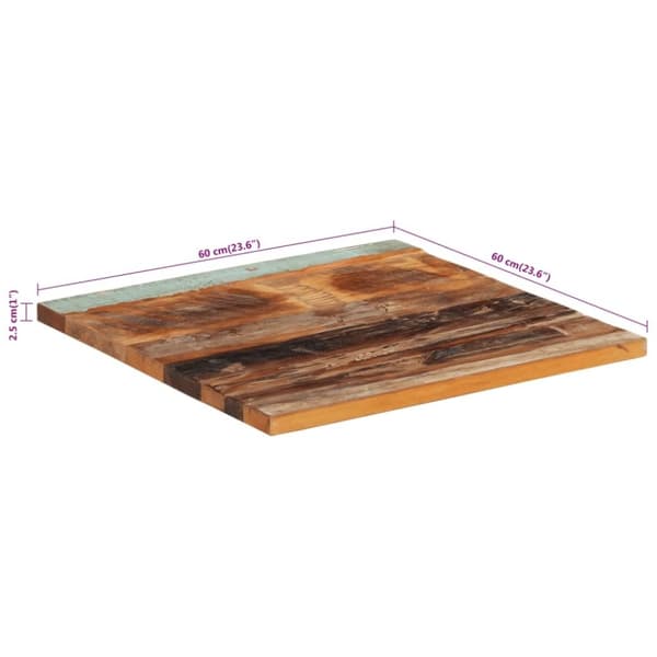 vidaXL Firkantet bordplate 60x60 cm 25-27 mm gjenvunnet heltre