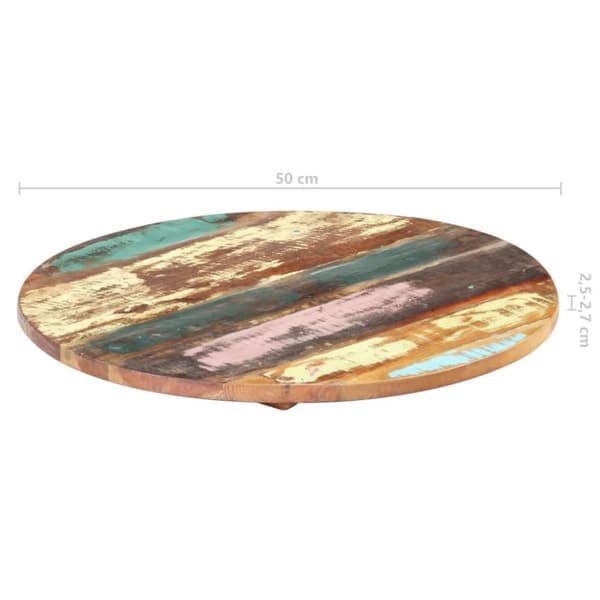 vidaXL Rund bordplate 50 cm 25-27 mm gjenvunnet heltre