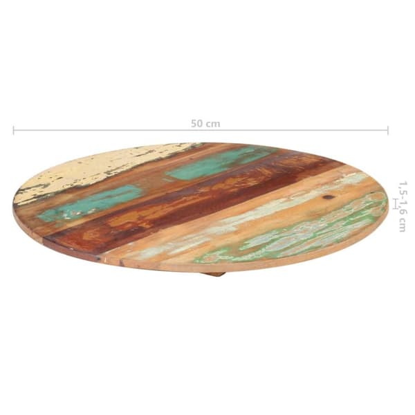 vidaXL Rund bordplate 50 cm 15-16 mm gjenvunnet heltre