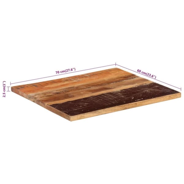 vidaXL Rektangulær bordplate 60x70 cm 25-27 mm gjenvunnet heltre