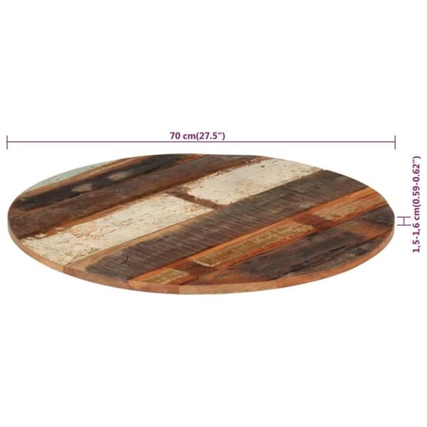 vidaXL Rund bordplate 70 cm 15-16 mm gjenvunnet heltre