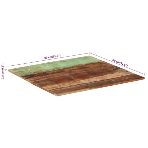 vidaXL Firkantet bordplate 80x80 cm 15-16 mm gjenvunnet heltre