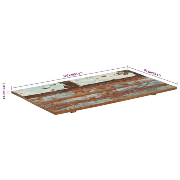 vidaXL Rektangulær bordplate 60x100 cm 15-16 mm gjenvunnet heltre