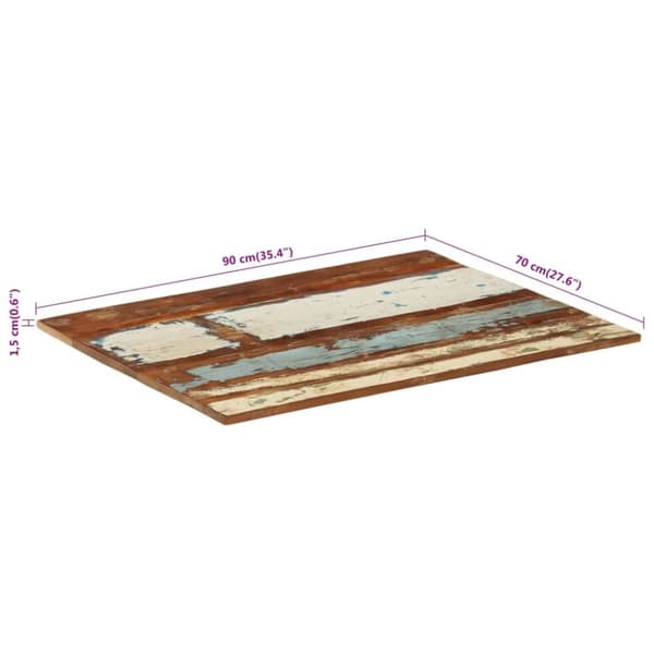 vidaXL Rektangulär bordsskiva 70x90 cm 15-16 mm massivt återvunnet trä