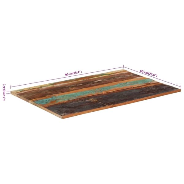 vidaXL bordplade 60x90 cm 15-16 mm rektangulær massivt genbrugstræ