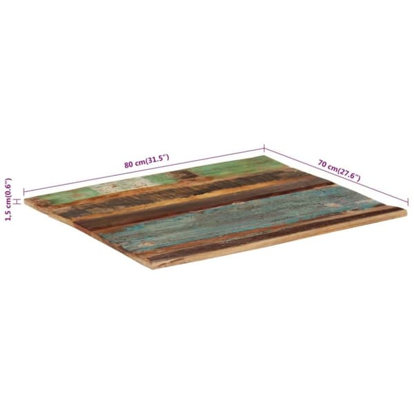 vidaXL rektangulær bordplade 70x80 cm 15-16 mm massivt genbrugstræ