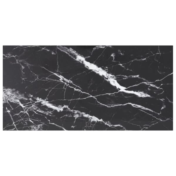 vidaXL bordplade 100x50 cm 6 mm hærdet glas med marmordesign sort
