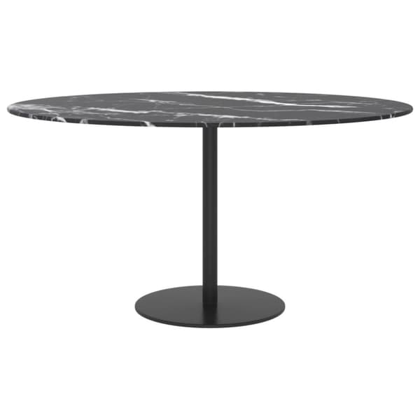 vidaXL Bordsskiva svart Ø80x1 cm härdat glas med marmortextur