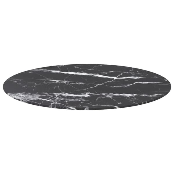 vidaXL Bordsskiva svart Ø80x1 cm härdat glas med marmortextur