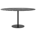 Miniatyrbillede 3 af 4: vidaXL bordplade Ø80x1 cm hærdet glas med marmordesign sort