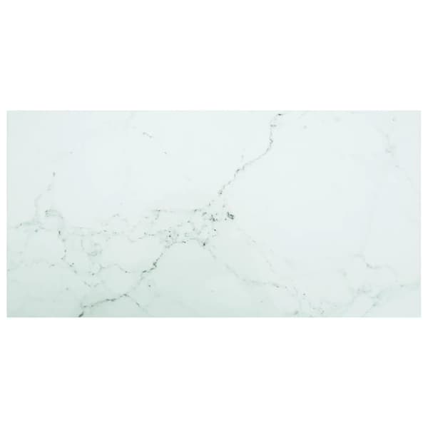 vidaXL bordplade 100x50 cm 6 mm hærdet glas med marmordesign hvid