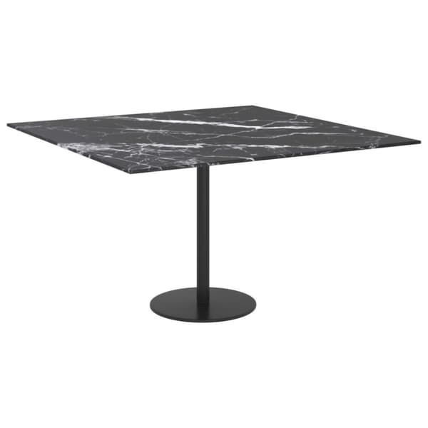 vidaXL bordplade 70x70 cm 6 mm hærdet glas med marmordesign sort
