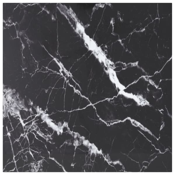 vidaXL bordplade 70x70 cm 6 mm hærdet glas med marmordesign sort