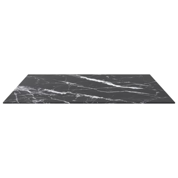 vidaXL bordplade 80x80 cm 6 mm hærdet glas med marmordesign sort