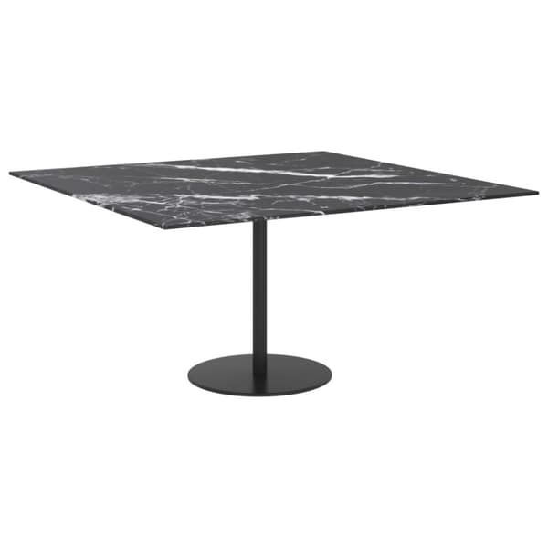 vidaXL bordplade 80x80 cm 6 mm hærdet glas med marmordesign sort