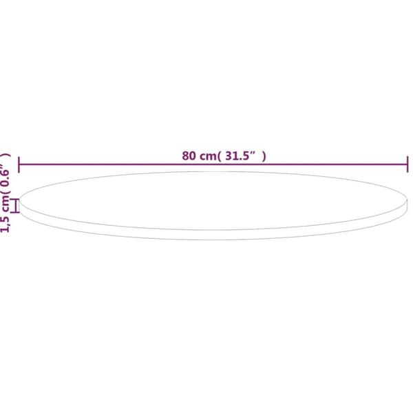 vidaXL Pyöreä pöytälevy Ø80x1,5 cm käsittelemätön täysi tammi