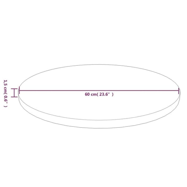 vidaXL rund bordplade Ø60x1,5 cm behandlet massivt egetræ mørkebrun