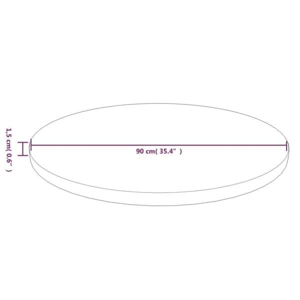 vidaXL rund bordplade Ø90x1,5 cm behandlet massivt egetræ mørkebrun