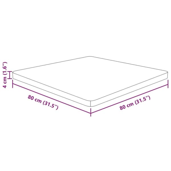 vidaXL Fyrkantig bordsskiva 80x80x4 cm obehandlad massiv ek