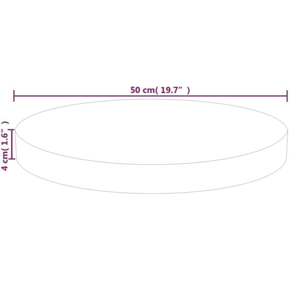 vidaXL Rund bordplate Ø50x4 cm ubehandlet heltre eik