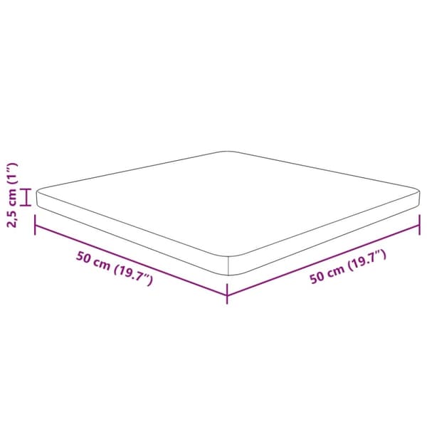 vidaXL Fyrkantig bordsskiva mörkbrun 50x50x2,5cm behandlad massiv ek