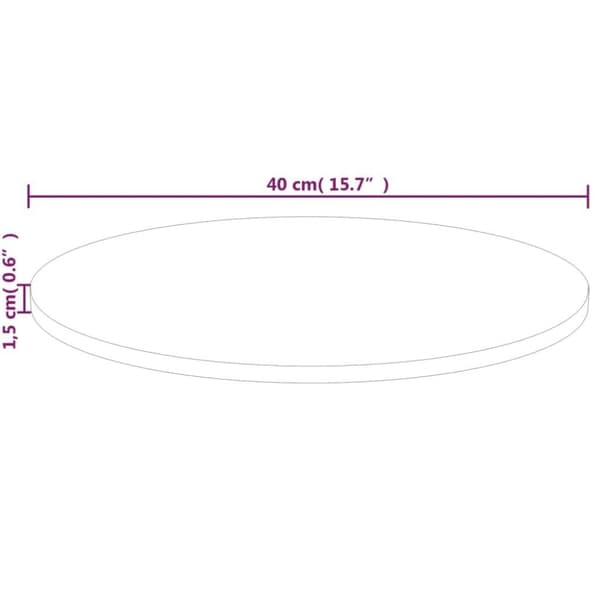 vidaXL Rund bordplate Ø40x1,5 cm ubehandlet heltre eik