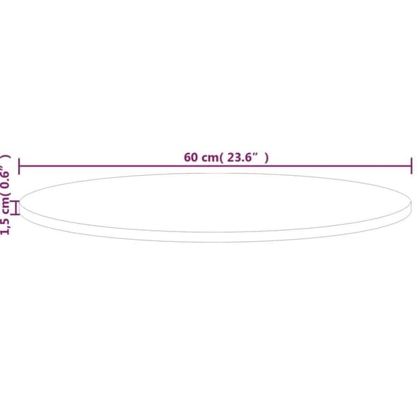 vidaXL Rund bordplate Ø60x1,5 cm ubehandlet heltre eik