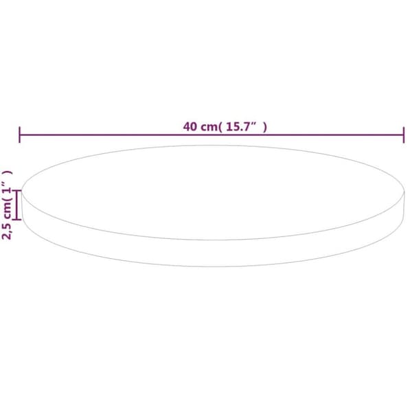 vidaXL Rund bordsskiva Ø40x2,5 cm obehandlat massiv ek