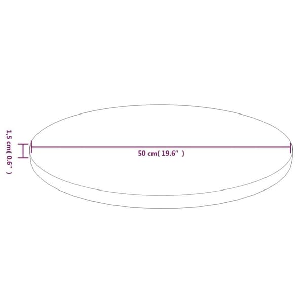 vidaXL Pyöreä pöytälevy vaaleanruskea Ø 50x1,5 cm käsitelty tammi