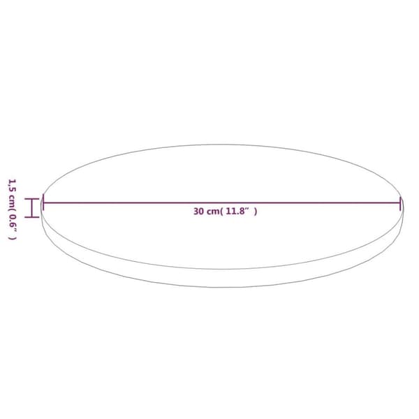 vidaXL Rund bordplate lysebrun Ø30x1,5 cm behandlet heltre eik