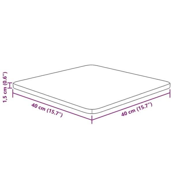 vidaXL firkantet bordplade 40x40x1,5 cm behandlet massivt eg lysebrun