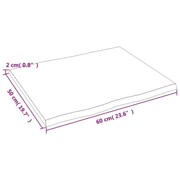 vidaXL Pöytälevy 60x50x2 cm käsittelemätön täystammi elävä reuna