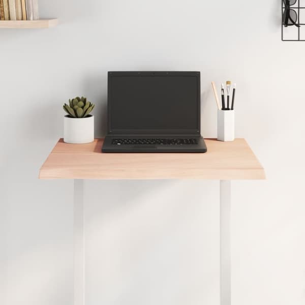 vidaXL bordplade 60x60x2 cm naturlig kant ubehandlet massivt egetræ