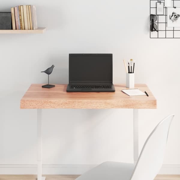 vidaXL Bordsskiva ljusbrun 80x60x(2-6) cm massivt trä levande kant