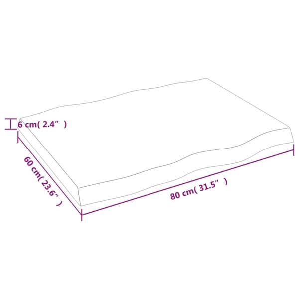 vidaXL Bordsskiva ljusbrun 80x60x(2-6) cm massivt trä levande kant