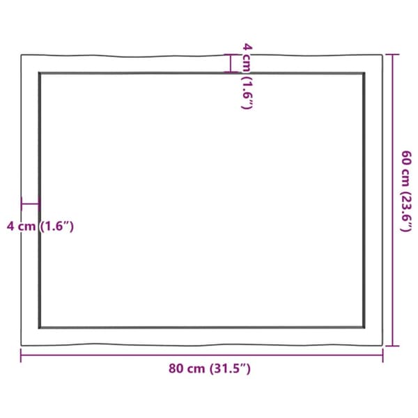 vidaXL Bordsskiva ljusbrun 80x60x(2-6) cm massivt trä levande kant