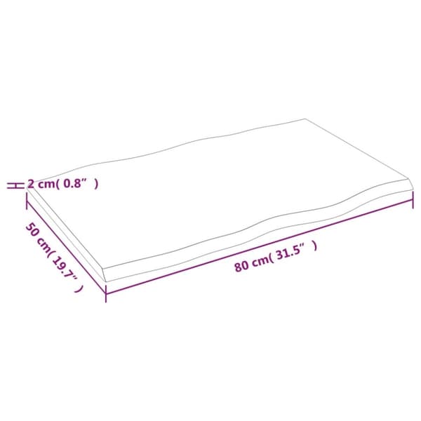 vidaXL Pöytälevy v.ruskea 80x50x2 cm käsitelty täystammi elävä reuna