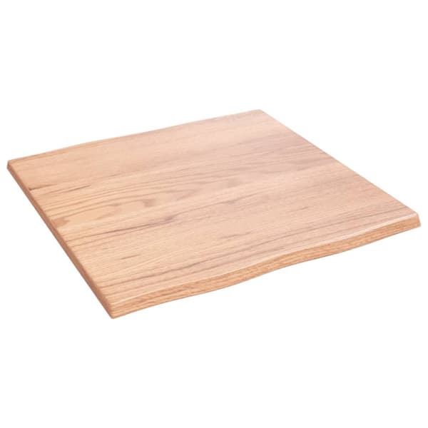 vidaXL Bordplate lysebrun 60x60x2cm behandlet heltre eik naturlig kant