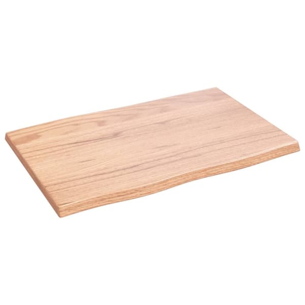 vidaXL Bordplate lysebrun 60x40x2cm behandlet heltre eik naturlig kant