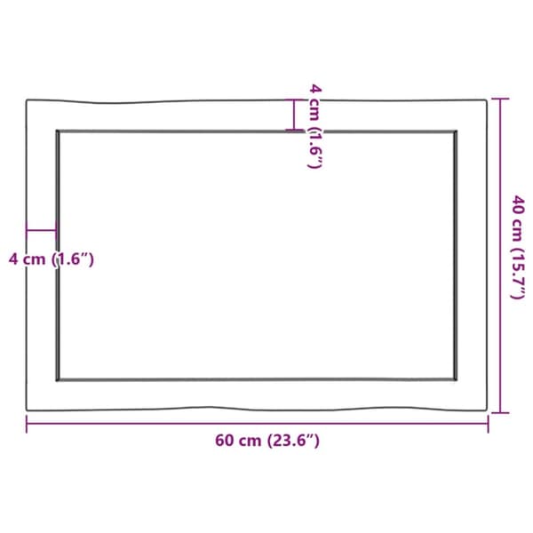 vidaXL Pöytälevy ruskea 60x40x(2-4)cm käsitelty täystammi elävä reuna