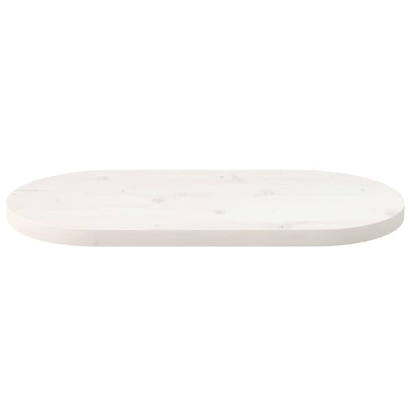 vidaXL bordplade 60x30x2,5 cm oval massivt fyrretræ hvid