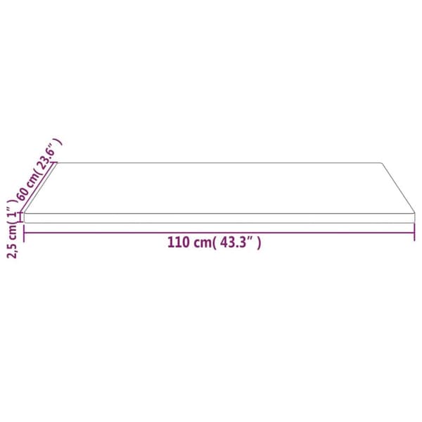 vidaXL Pöytälevy valkoinen 110x60x2,5 cm täysi mänty suorakaide