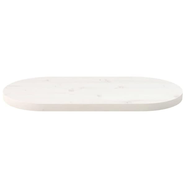 vidaXL bordplade 70x35x2,5 cm oval massivt fyrretræ hvid