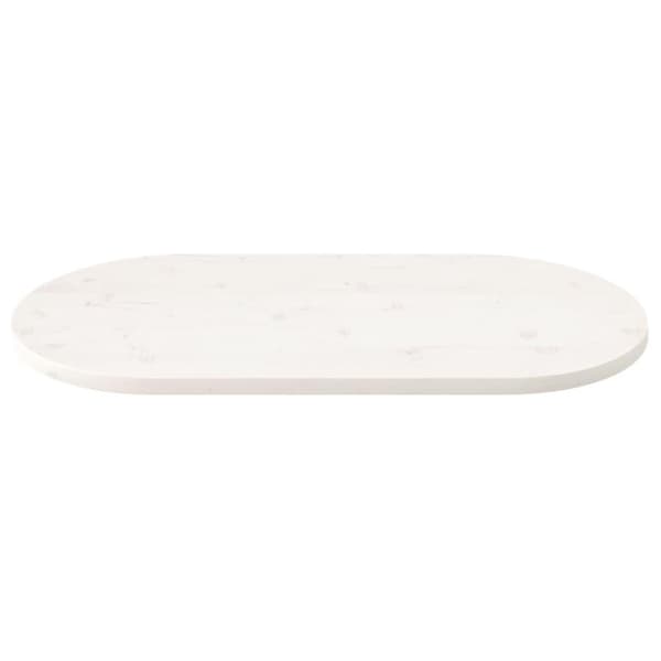vidaXL Bordplate hvit 110x55x2,5 cm heltre furu oval