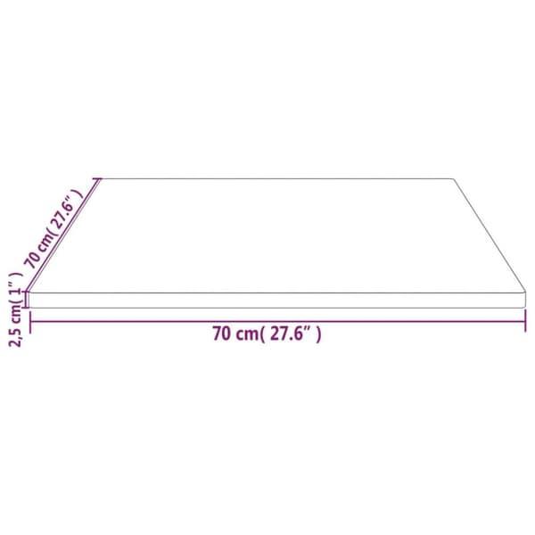 vidaXL Bordplate hvit 70x70x2,5 cm heltre furu rektangulær
