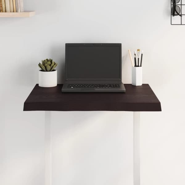 vidaXL bordplade 60x60x(2-4) cm naturlig kant behandlet træ mørkebrun