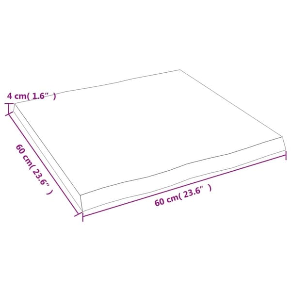 vidaXL bordplade 60x60x(2-4) cm naturlig kant behandlet træ mørkebrun