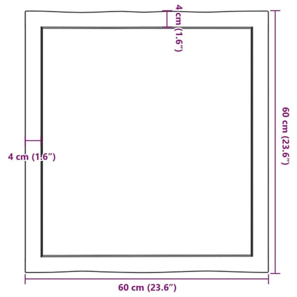 vidaXL bordplade 60x60x(2-4) cm naturlig kant behandlet træ mørkebrun