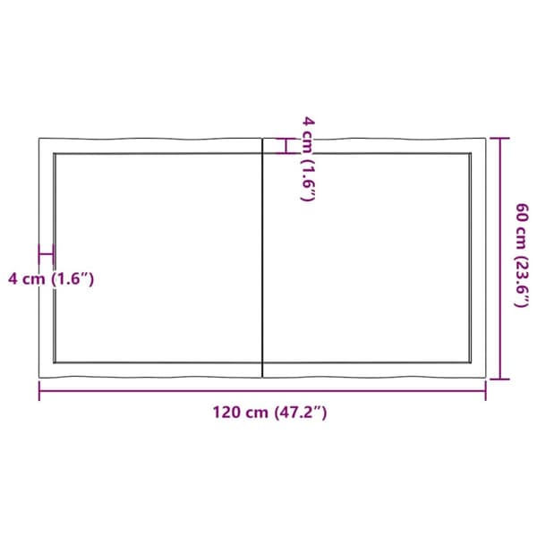vidaXL Bordplate lysebrun 120x60x(2-4)cm behandlet heltre naturlig